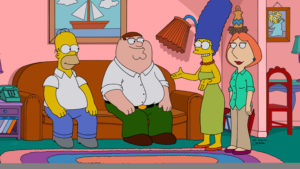 Peter e Lois Griffin con Homer e Marge Simpsons