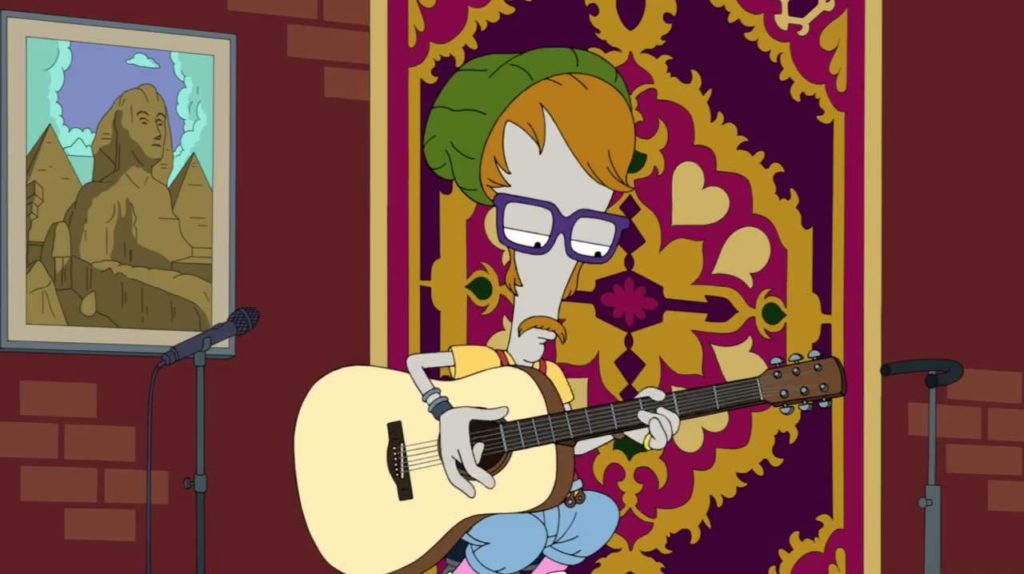 Roger suona la chitarra